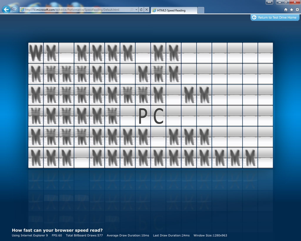 IE9 64-bit Speed Read HTML5 TestClick to enlarge.